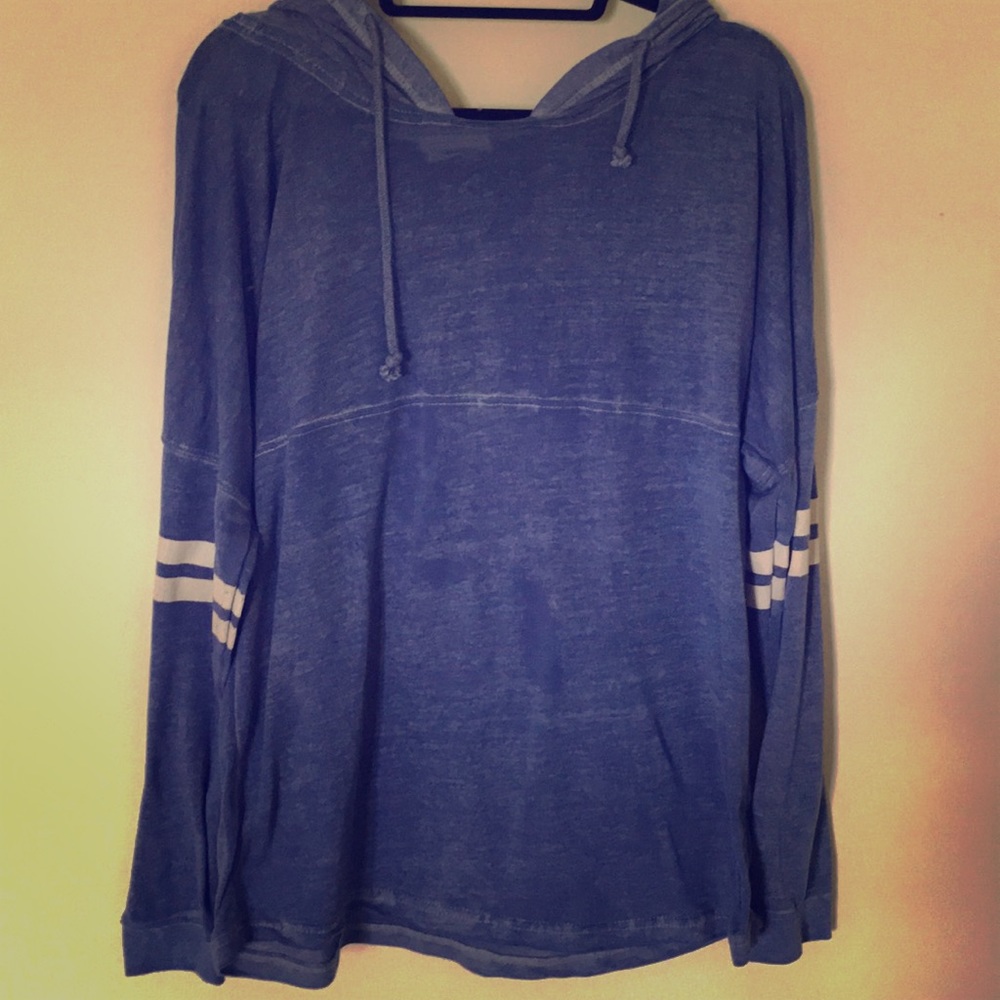 Distressed vintage long sleeve tee with hood